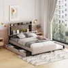 Streamdale Furniture Streamdale Upholstered Platform Bed With Storage & Usb Ports