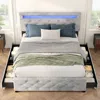 Streamdale Furniture Streamdale Upholstered Platform Storage Bed Frame W/ Led & Drawers