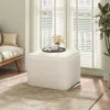 Streamdale Furniture Streamdale Upholstered Square Ottoman, White, Boucle