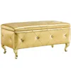Streamdale Furniture Streamdale Upholstered Storage Ottoman Bench - Faux Leather, Gold