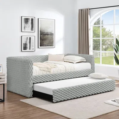 Streamdale Furniture Streamdale Upholstered Twin Daybed With Pull-out Trundle - Dark Grey