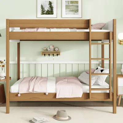 Streamdale Furniture Streamdale Upholstered Twin-over-twin Bunk Bed With Ladder And Safety Rails