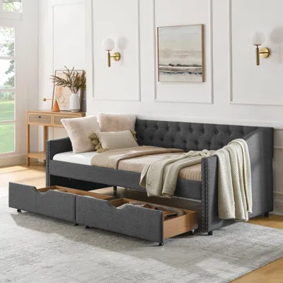 Streamdale Furniture Streamdale Upholstered Twin Size Daybed With Drawers