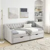 Streamdale Furniture Streamdale Upholstered Twin Size Daybed With Drawers, Beige