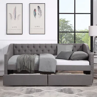 Streamdale Furniture Streamdale Upholstered Twin Size Daybed With Two Drawers
