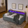 Streamdale Furniture Streamdale Upholstered Twin Sofa Bed With Led Lights, Storage, And Wireless Charging