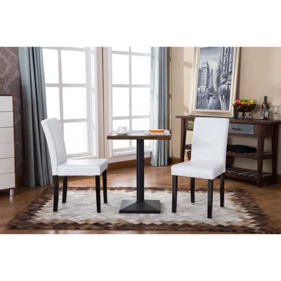 Streamdale Furniture Streamdale Urban Style Solid Wood Leatherette Padded Parson Chair, White, Set Of 2