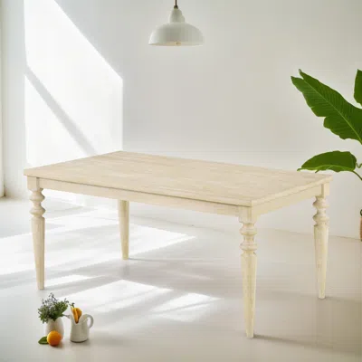 Streamdale Furniture Streamdale Urban Style Wired White Finish Wood Turned-leg Dining Table