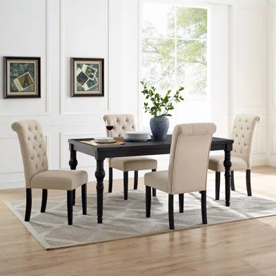 Streamdale Furniture Streamdale Urban Style Wood Dark Wash Turned-leg Dining Set Table And 4 Chairs