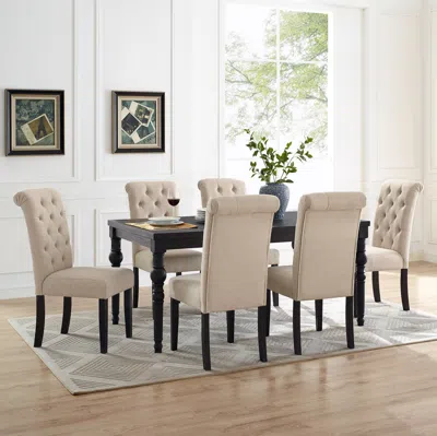 Streamdale Furniture Streamdale Urban Style Wood Dark Wash Turned-leg Dining Set Table And 6 Chairs