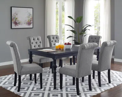 Streamdale Furniture Streamdale Urban Style Wood Dark Wash Turned-leg Dining Set Table And 6 Chairs