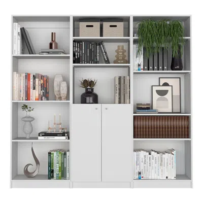 Streamdale Furniture Streamdale Utah 3 Piece Living Room Set With 3 Bookcases In White