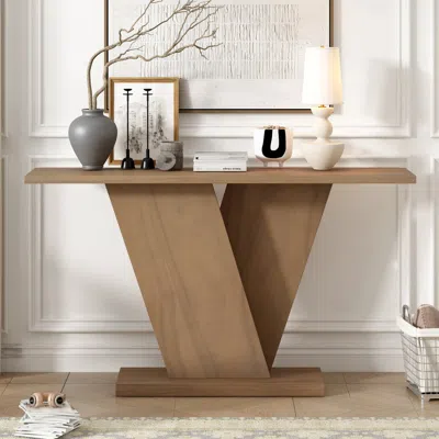 Streamdale Furniture Streamdale V-base Console Table - Wood, Easy Assembly