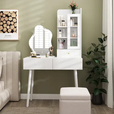 Streamdale Furniture Streamdale Vanity Desk With Mirror & Lights, 3 Drawers