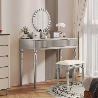 Streamdale Furniture Streamdale Vanity Set With Mirror & Stool