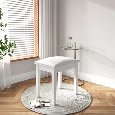 Streamdale Furniture Streamdale Vanity Stool Makeup Bench Dressing Stool With Cushion And Solid Legs,white