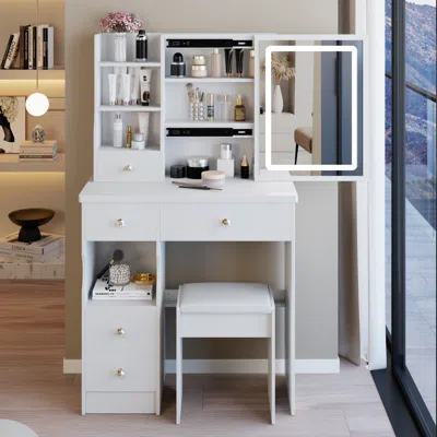 Streamdale Furniture Streamdale Vanity Table With Led Mirror & Stool