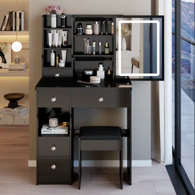 Streamdale Furniture Streamdale Vanity Table With Led Mirror & Stool