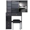 Streamdale Furniture Streamdale Vanity Table With Mirror, Stool, & Storage
