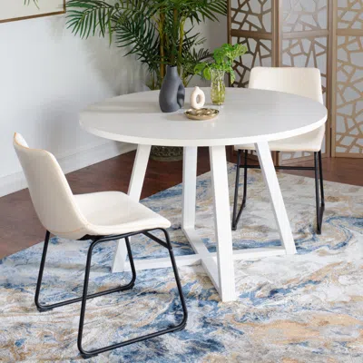 Streamdale Furniture Streamdale Varna 3-piece Round Dining Set, Trestle Dining Table With 2 Stylish Chairs
