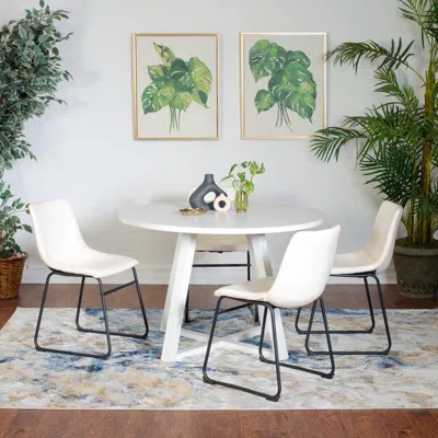 Streamdale Furniture Streamdale Varna 5-piece Round Dining Set, Trestle Dining Table With 4 Stylish Chairs