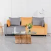Streamdale Furniture Streamdale Velvet 2-seater Sofa, Light Grey & Yellow, Modern Design