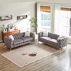 Streamdale Furniture Streamdale Velvet 3+3 Seater Sofa With Wood Frame & Metal Feet