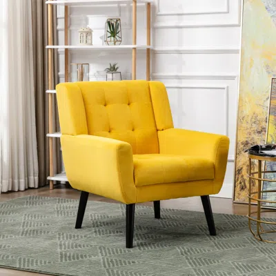 Streamdale Furniture Streamdale Velvet Accent Chair For Living Room Or Bedroom In Yellow