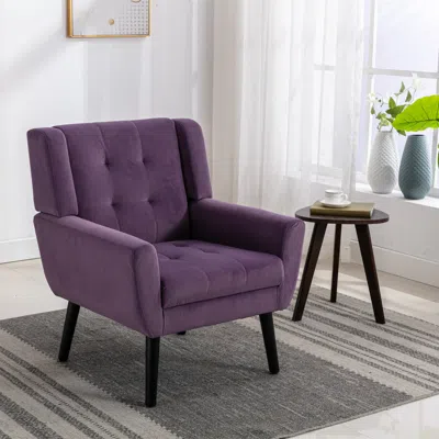 Streamdale Furniture Streamdale Modern Soft Velvet Material Ergonomics Accent Chair Living Room In Purple
