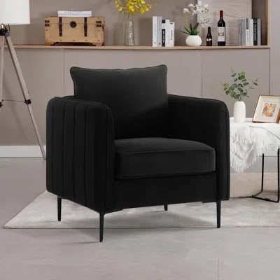 Streamdale Furniture Streamdale Velvet Accent Chair With Metal Legs