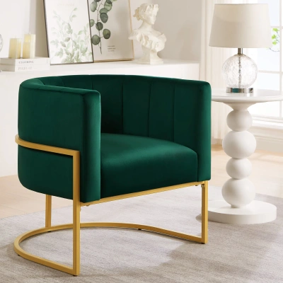 Streamdale Furniture Streamdale Velvet Accent Chair With Mid Century Charm In Green