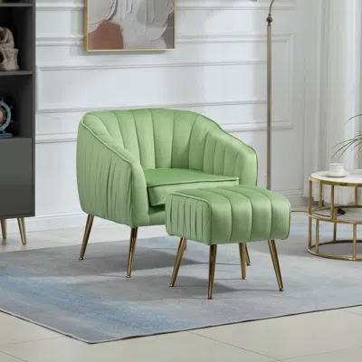 Streamdale Furniture Streamdale Velvet Accent Chair With Ottoman