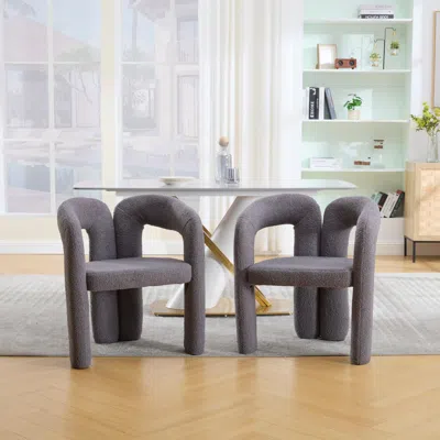 Streamdale Furniture Streamdale Velvet Accent Dining Chair Set Of 2 (gray Teddy)