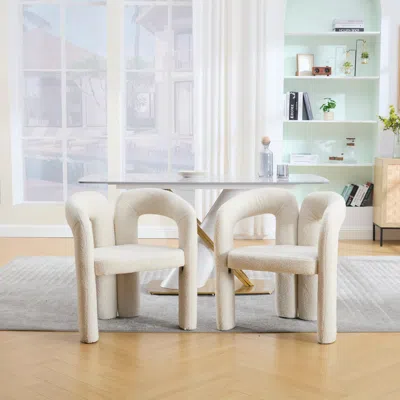 Streamdale Furniture Streamdale Velvet Accent/dining Chair Set Of 2 (beige Teddy)