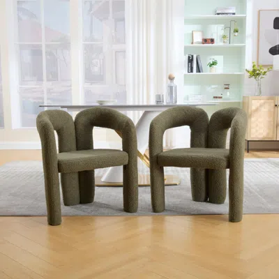 Streamdale Furniture Streamdale Velvet Accent/dining Chair Set Of 2 (olive Teddy)