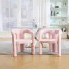 Streamdale Furniture Streamdale Velvet Accent/dining Chair Set Of 2 (pink Teddy) In Pink