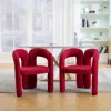 Streamdale Furniture Streamdale Velvet Accent/dining Chair Set Of 2 (red Teddy)