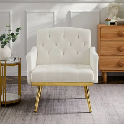Streamdale Furniture Streamdale Velvet Armchair With Metal Legs
