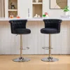 Streamdale Furniture Streamdale Velvet Bar Stool Set Of 2, Adjustable Swivel, Silver Legs In Black