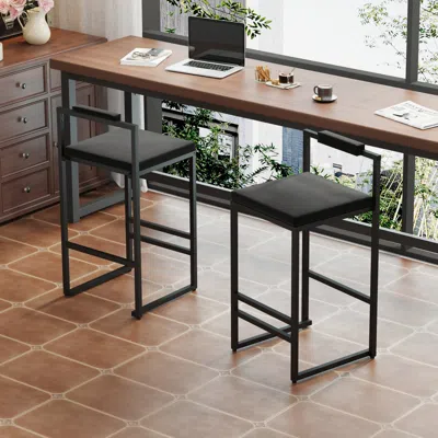 Streamdale Furniture Streamdale Velvet Bar Stools Set Of 2 - Counter Height Kitchen Chairs (black)