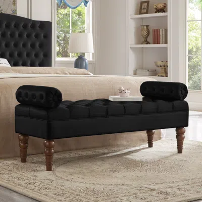 Streamdale Furniture Streamdale Velvet Bed Bench With Tufted Button, Multipurpose Bolster Bench