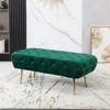 Streamdale Furniture Streamdale Velvet Button Tufted Bench With Gold Metal Legs