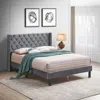 Streamdale Furniture Streamdale Velvet Button Tufted-upholstered Bed With Wings Design