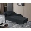Streamdale Furniture Streamdale Velvet Chaise Lounge - Tufted, Nailhead, Black (left Arm)