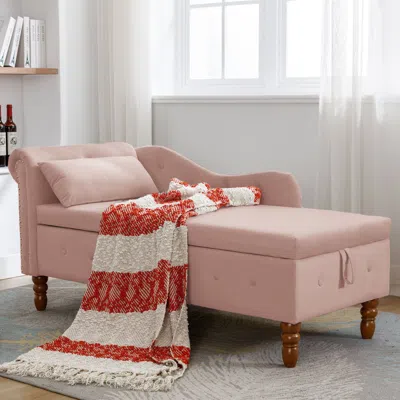 Streamdale Furniture Streamdale Velvet Chaise Lounge With Storage & Pillow