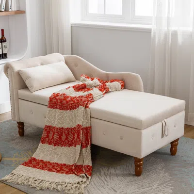 Streamdale Furniture Streamdale Velvet Chaise Lounge With Storage & Pillow