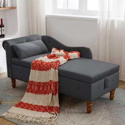 Streamdale Furniture Streamdale Velvet Chaise Lounge With Storage & Pillow