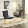 Streamdale Furniture Streamdale Velvet Dining Chair Set (2), Tufted, Gold Base In Black