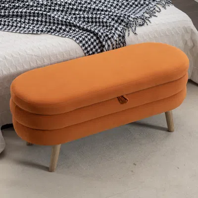 Streamdale Furniture Streamdale Velvet Fabric Storage Bench Bedroom Bench With Wood Legs For Living