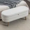 Streamdale Furniture Streamdale Velvet Fabric Storage Bench Bedroom Bench With Wood Legs For Living